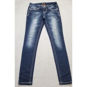 Eighty Eight Perfect Jeans Juniors 5 Blue Denim Low Rise‎ Slim Fit Thick Stitch